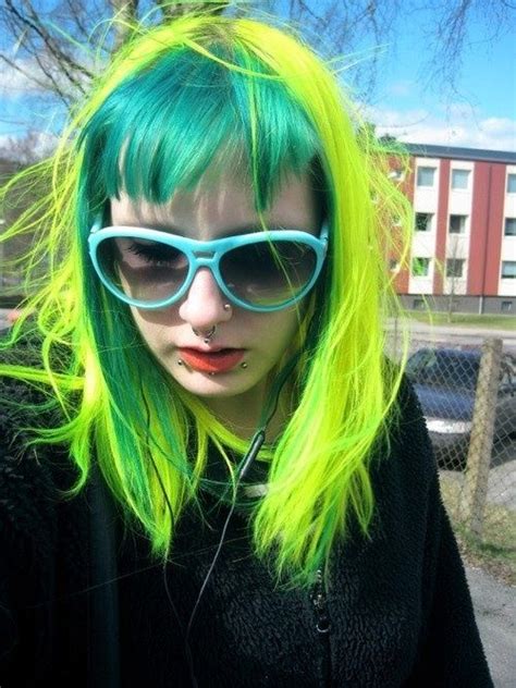 pierced inked dyed in 2023 neon hair green hair neon green hair