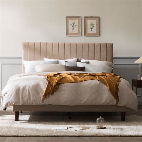 Zinus Debi Upholstered Fabric Bed Frame Base Mattress Platform Tall