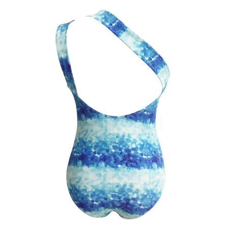 Lady Dot Froil Printing One Piece Swimsuit With Slope Shoulder Swimwear