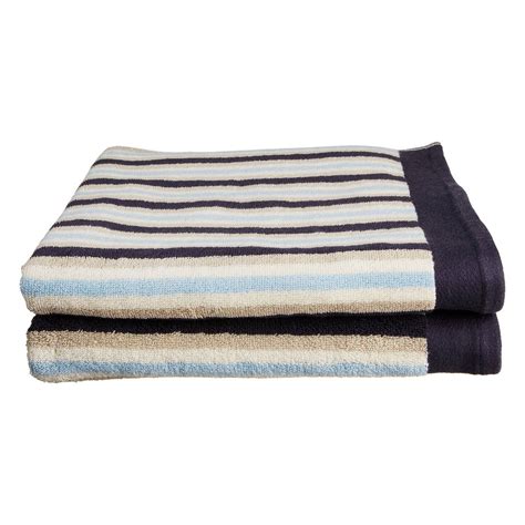 Superior Long Staple Combed Cotton Loops Stripes 2 Piece Bath Towel Set