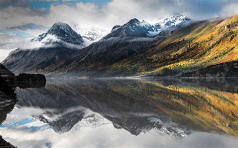 Download Lake Cloud Mountain Nature Reflection Hd Wallpaper