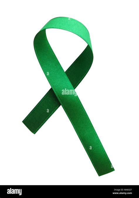 Green Ribbon Awareness Isolated On White Background Clipping Path