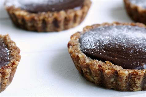 Mini Chocolate Tarts With Raw Date And Nut Crust Gf Take Some Whisks