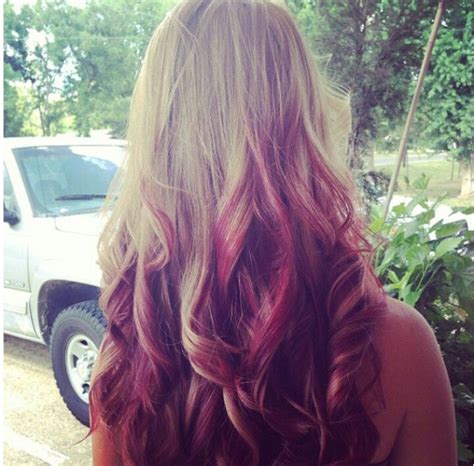 Blonde And Red Reverse Ombre Hair Color Pink Hair Dye Colors Hair