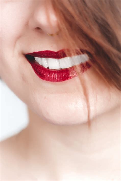 Free Photo Close Up Photography Of Woman With Red Lips Adult Mouth Teeth Free Download