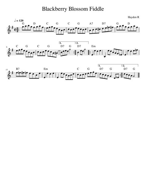 Blackberry Blossom Fiddle Sheet Music For Violin Solo