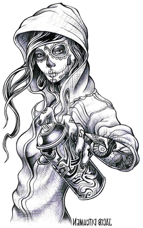 gangster girl cartoon 6 736 x 1173 lowrider art graffiti tattoo gangster drawings