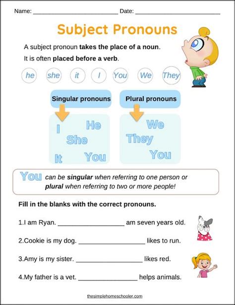 Super Subject And Object Pronouns Worksheets Easy Print The Simple Homebabeer