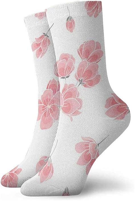 Pink Sakura Cherry Blossom Womens Mens Crew Socks Non Slip Low Rise Thin Sock Uk