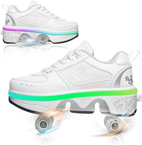 Deformation Roller Shoes Retractable Skating Shoes Four Rounds Of Running Shoes Kick Rollers