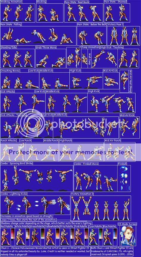 Street Fighter Ii Chun Li Sprite Sheet Complete