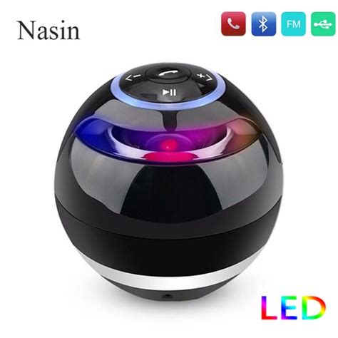 Nasin Round Wireless Bluetooth Speaker Portable Subwoofer W Mic Support