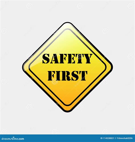 Safety First Icon Grey Background Vector Illustration Stock Vector