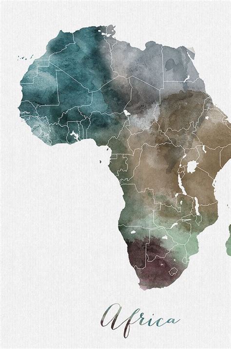 Africa Watercolor Map Art Print Travel Map By Artprintsvicky