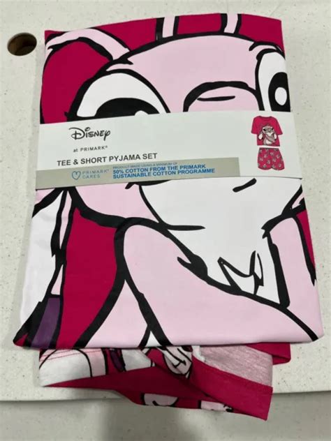 Disney Lilo And Stitch Angel Hot Pink Pj Pyjama Set Ladies Primark 25 26 Picclick