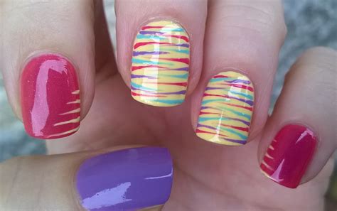 Life World Women Striping Brush Nail Art Stripes In Pink And Yellow