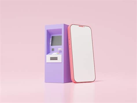 Premium Photo Orange Atm Automatic Deposit Machine Icon On Pink