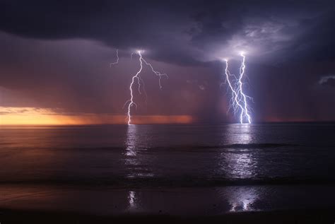 Storm Lightning Clouds Ocean Waves Nature Photos Cantik