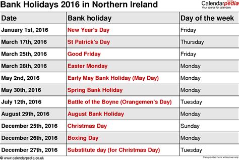 Bank Holidays 2016 In The Uk With Printable Templates