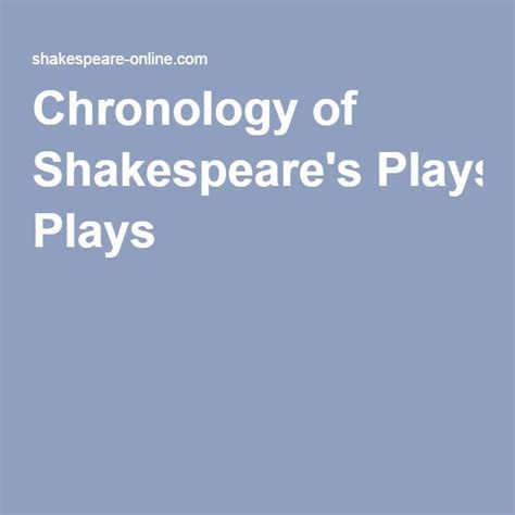 Chronology Of Shakespeare S Plays Shakespeare Plays Shakespeare Chronology
