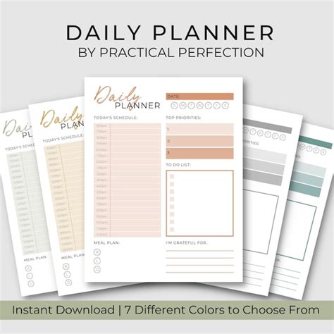 Undated Printable Daily Planner Pages Pdf Cute Daily Planner Etsy