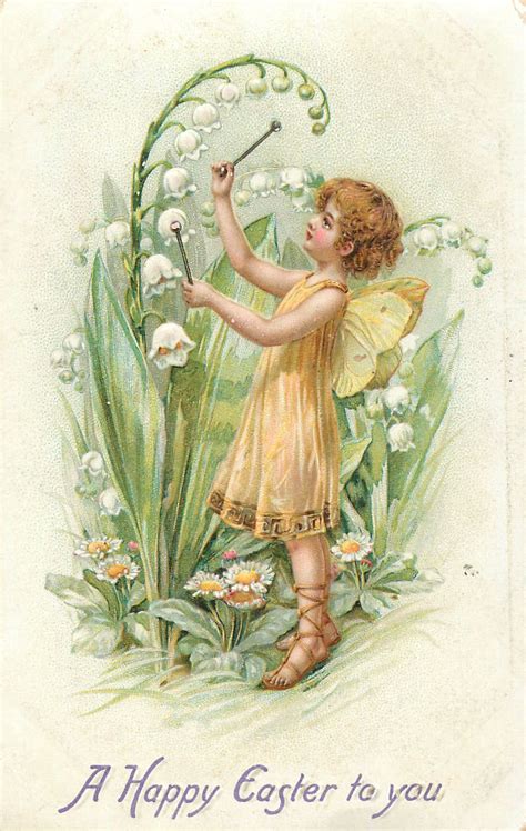 Full Sized Image A Happy Easter To You Fairy Plays Music On Lily Of