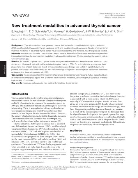 Pdf New Treatment Modalities In Advanced Thyroid Cancer