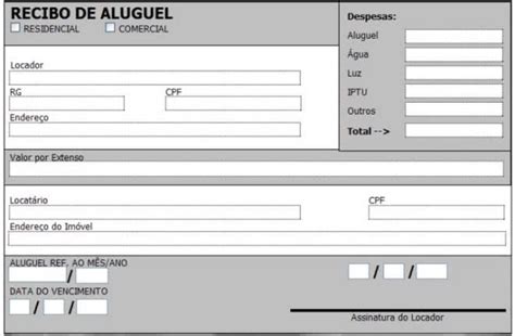 Recibo De Aluguel Comercial Modelo Online Doc Simples