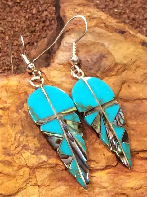 Native American Jewelry Sterling Silver Turquoise Inlaid Silver