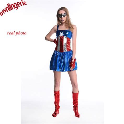 2016 New Hotfemale Captain America Costume In Moive Cosplaysuspender