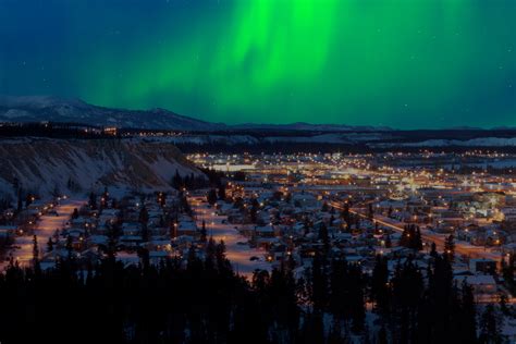 Northern Lights Over Downtown Whitehorse Design Dazzle