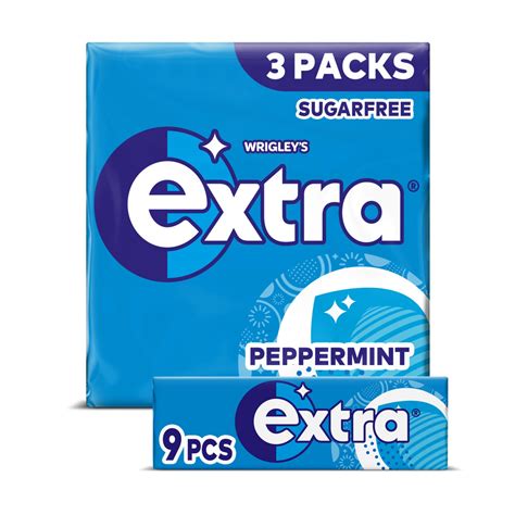 Extra Peppermint Sugarfree Chewing Gum Multipack 3 X 9 Pieces Chewing