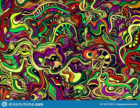 Bright Intricate Abstract Doodle Style Line Psychedelic Background