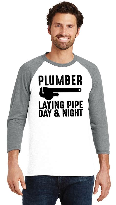 Mens Plumber Laying Pipe Day And Night 34 Triblend Work Husband Dad Ebay