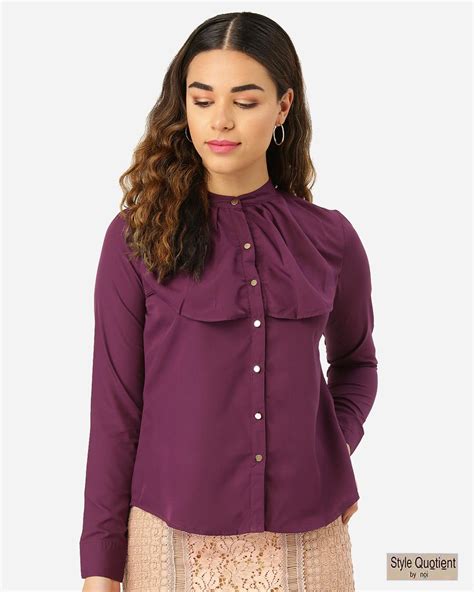 Buy Style Quotient Women Purple Contemporary Fit Solid Casual Shirt For