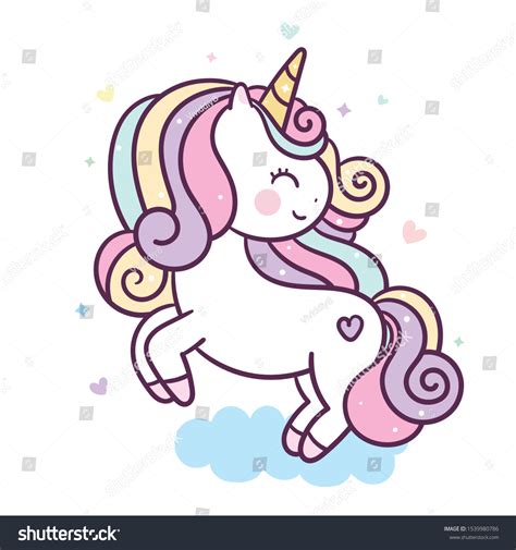 Cute Unicorn Vector Beautiful Pony Cartoon Vector Có Sẵn Miễn Phí Bản