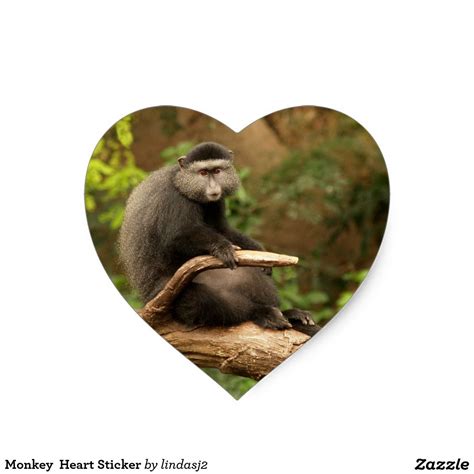 Monkey Heart Sticker Heart Stickers Stickers Zazzle