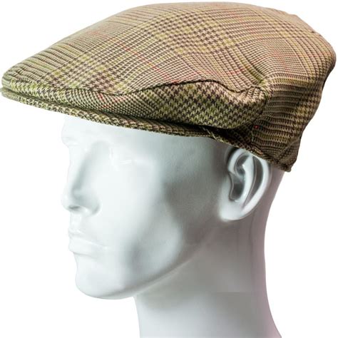 Flat Cap Mens Pure Wool Crail Check Tartan Scottish Tweed Casual Golf