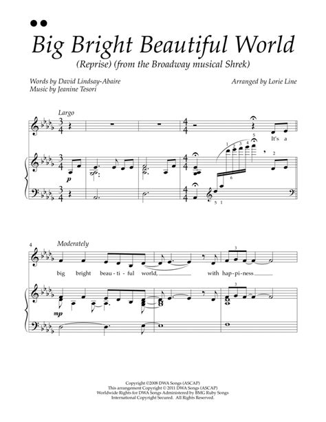 Big Bright Beautiful World Reprise By Various Piano Solo Digital