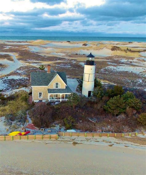 Cape Cod Lighthouse On Sandy Neck Stock Photo Image Of Cape