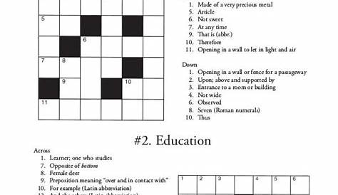 Easy Crossword Pdf - Printable Crossword Puzzles Online