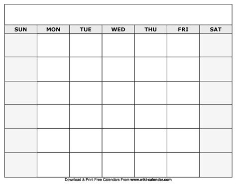 Printable Blank Calendar Templates Wiki Calendar Com