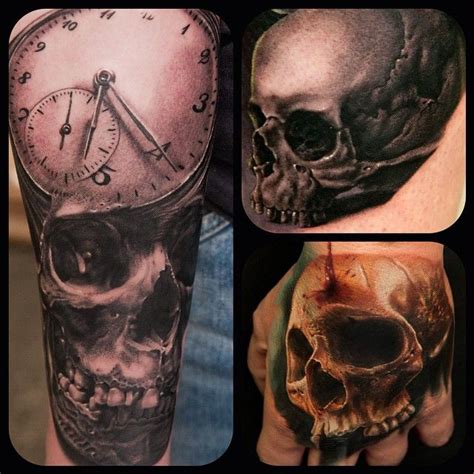 A Series Of Dark Skull Tattoo Pieces By Artist Andy Engel