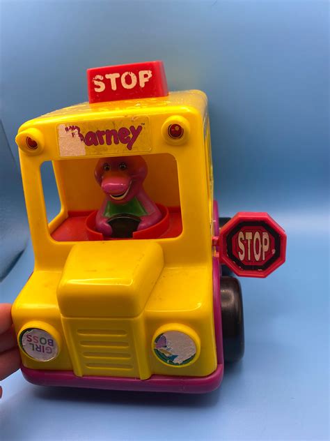 Barney School Bus Push The Stop Button And It Moves The Bus Etsy Ireland