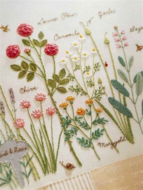 Rose And Herb Garden Embroidery More Embroidery Designs Needlework