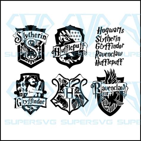 Hogwarts Svg 4 Sigils Hogwarts House Crest Gryffindor Slytherin Harry