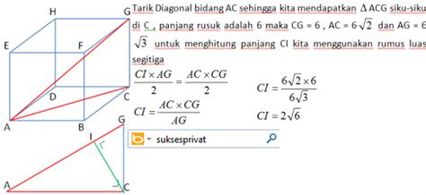 Kunci Cara Menghitung Jarak Titik Ke Garis Pada Kubus Dimensi Tiga