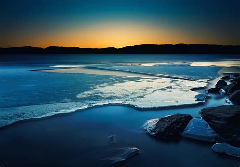 Landscape Frozen Lake Sunset Wallpapers Hd Desktop And