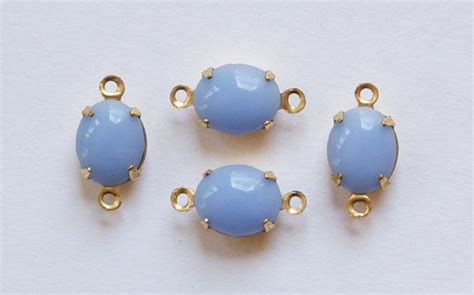 Vintage Opaque Periwinkle Blue Oval Stones In 2 By Yummytreasures
