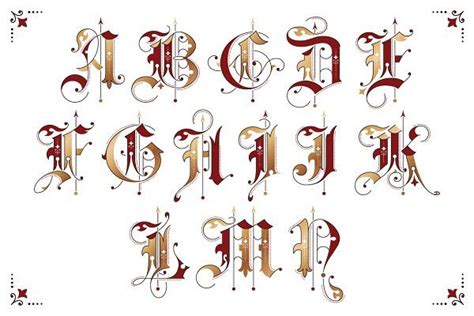 Gothic Ornamental Alphabet Blackletter 2 Lettering Alphabet